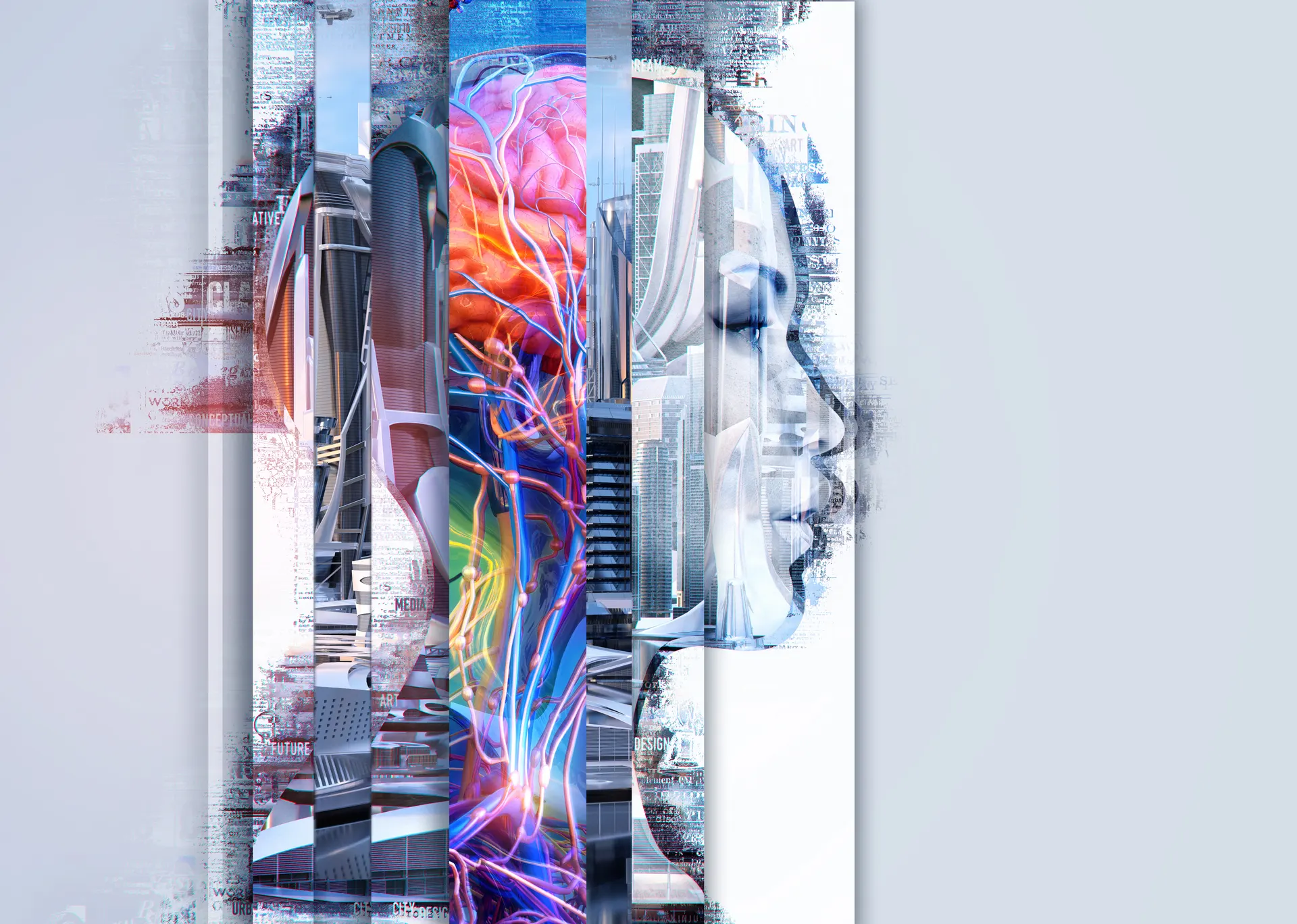 Ciudad digital en tiras con cerebro Ciudad digital en tiras con cerebro