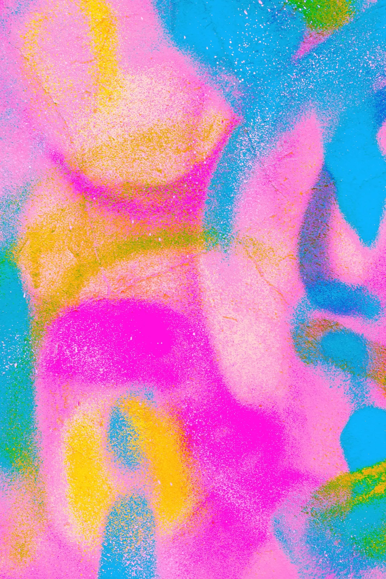 Muro con aerosol neón rosa y cian Muro con aerosol neón rosa y cian